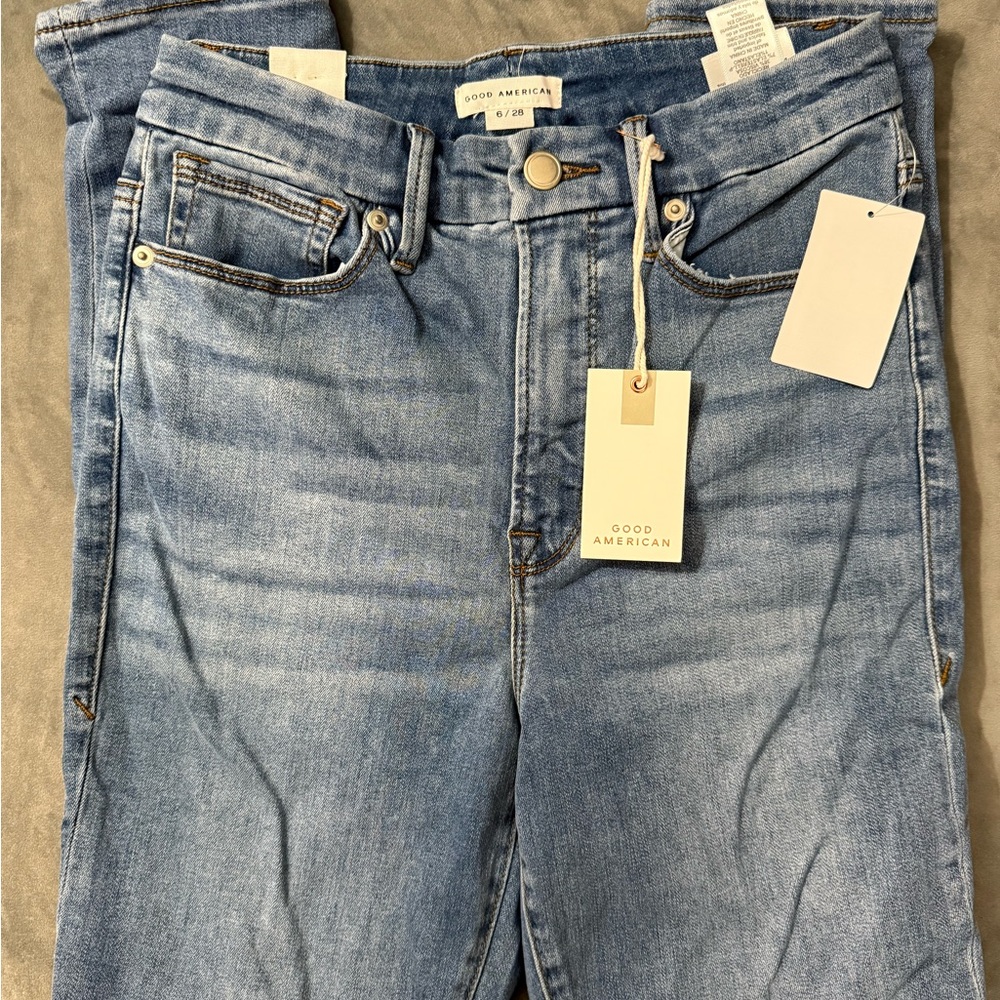 Good American High Rise Light Blue Jeans